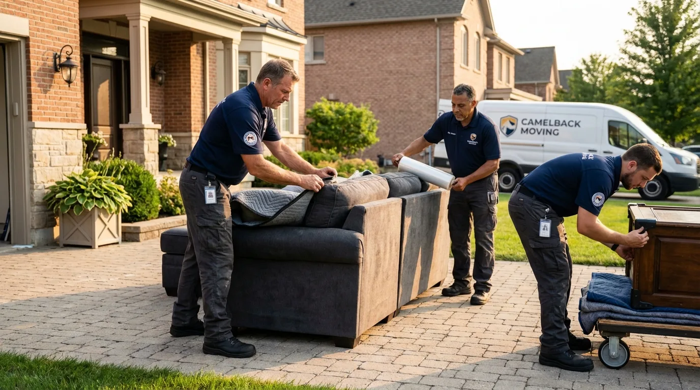 Large estate moving crew wrapping furniture in Watchung, NJ