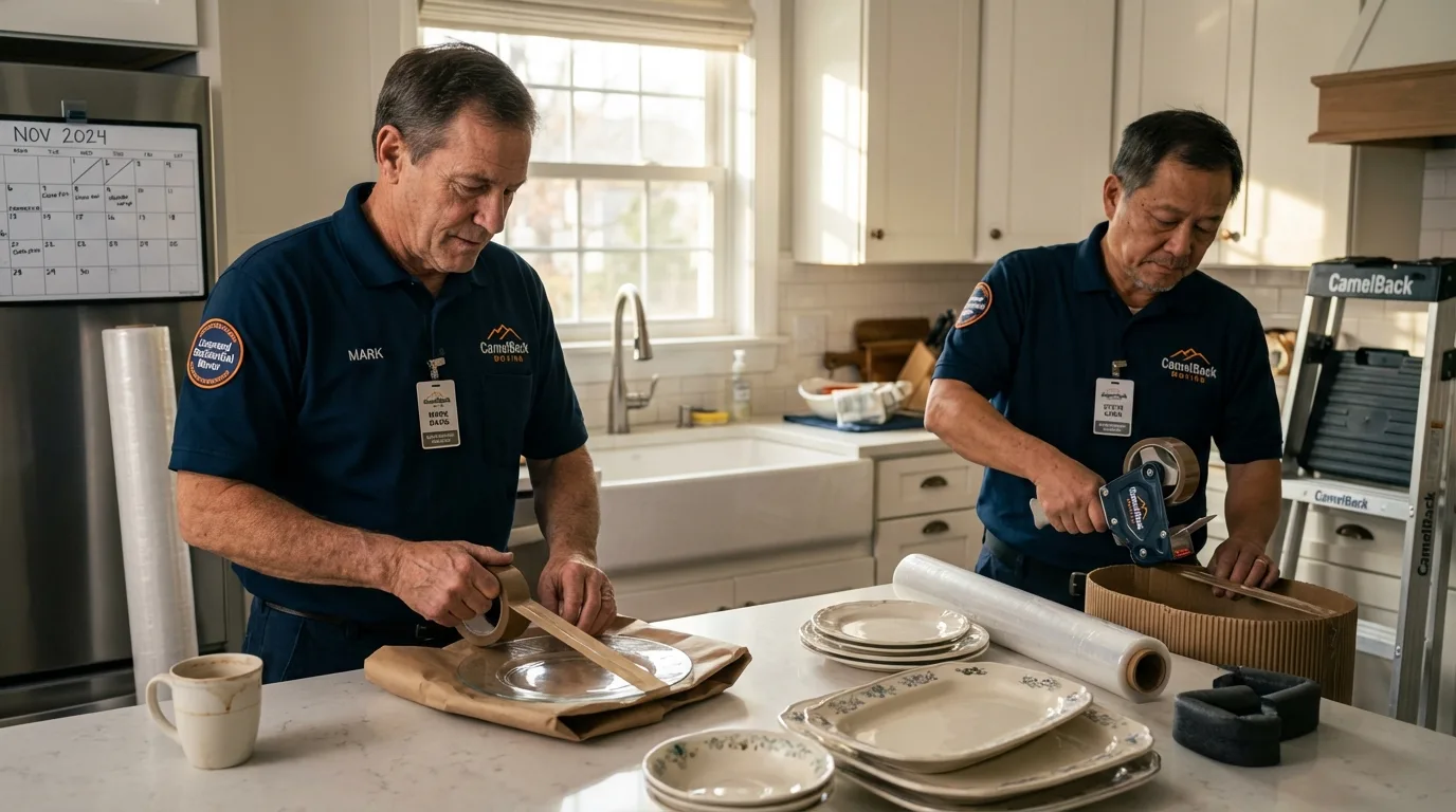 Professional crew packing kitchen dishware in Watchung, NJ
